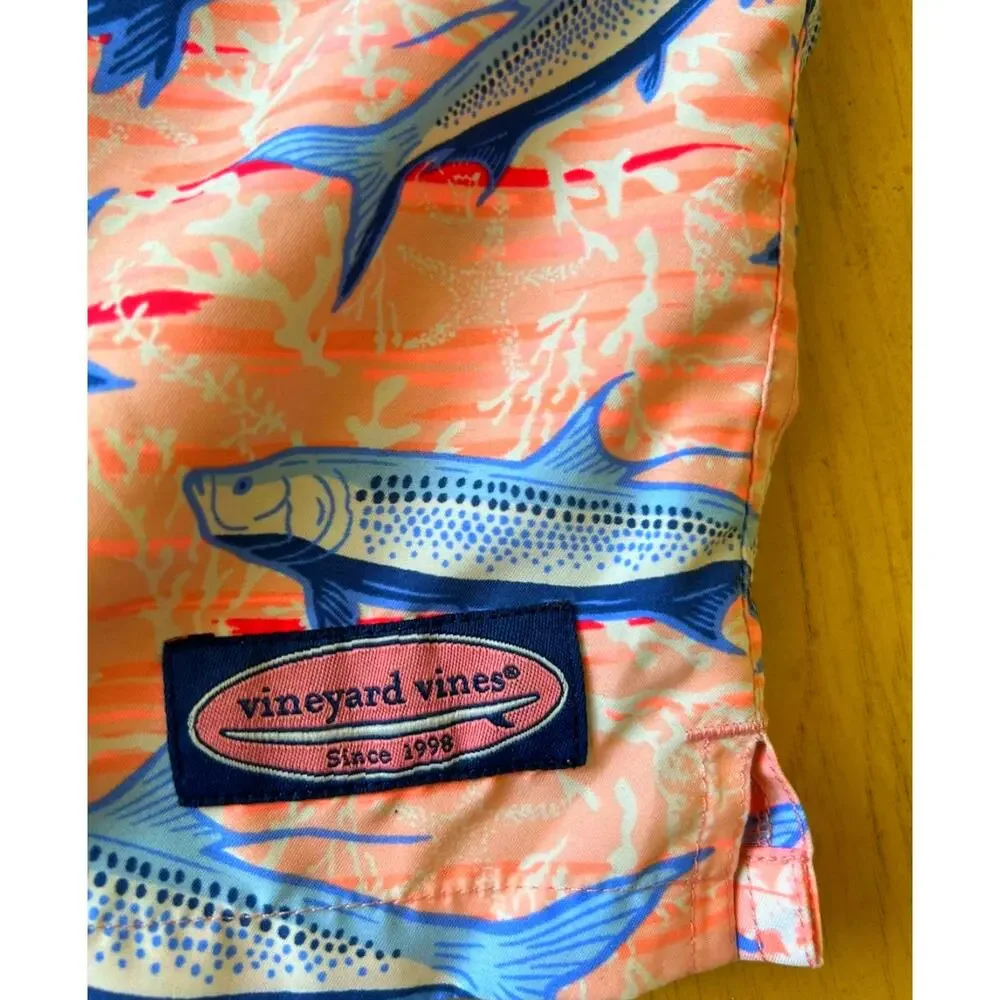 VINEYARD VINES FISH PRINT SWIM TRUNKS MENS 2XL TARPON SNOOK SUMMER RETRO BEACH